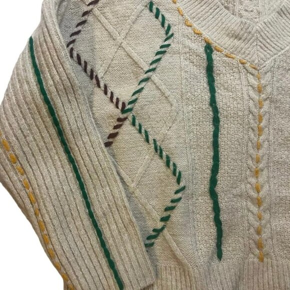 Chelsea & Violet Women's Large Knit‎ Sweater Crochet Long Sleeve Oatmeal - Picture 3 of 9